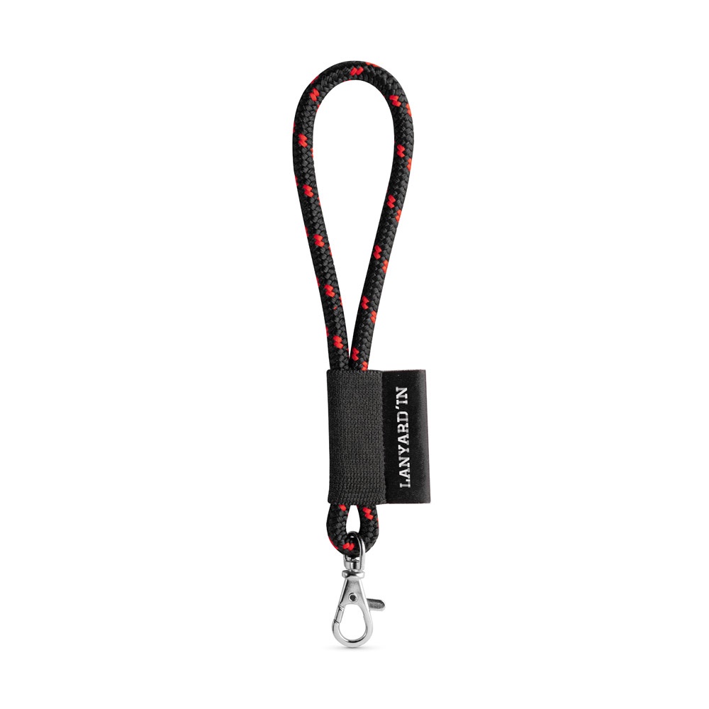 SET Lanyard NAUTIC Short (Ø 5 mm) z karabińczykiem 9 mm P102086S czarny / czerwony SET Lanyard NAUTIC Short (Ø 5 mm) z karabińczykiem 9 mm P102086S czarny / czerwony