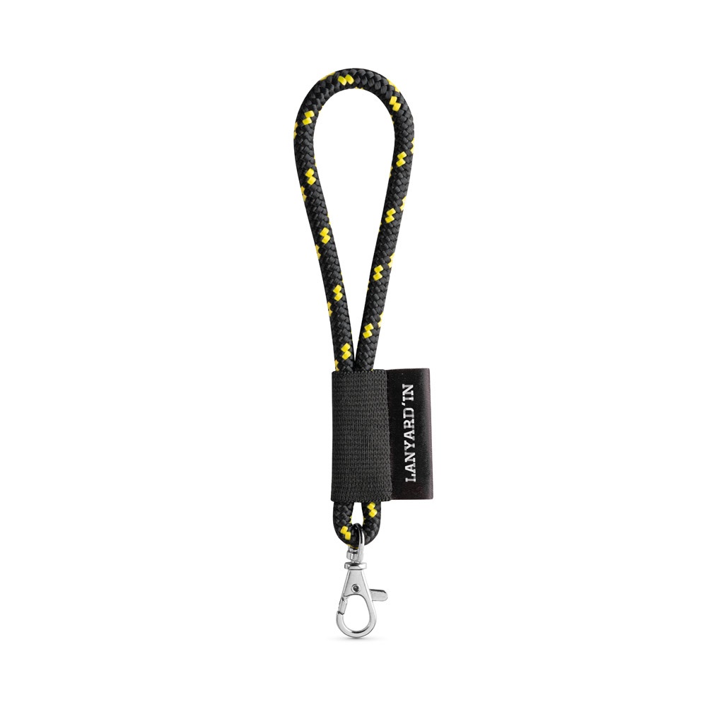 SET Lanyard NAUTIC Short (Ø 5 mm) z karabińczykiem 9 mm P102086S czarny / żółty SET Lanyard NAUTIC Short (Ø 5 mm) z karabińczykiem 9 mm P102086S czarny / żółty