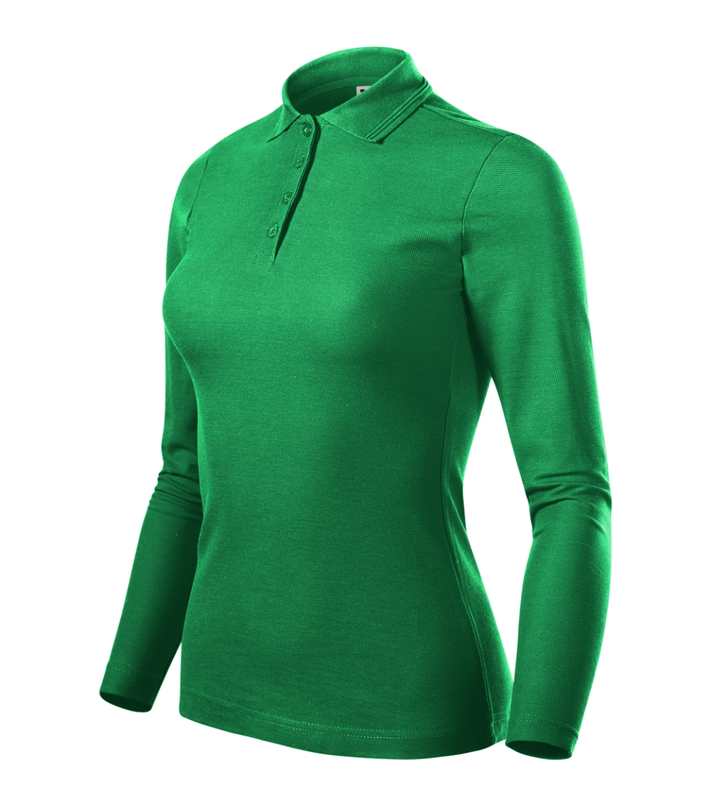 Koszulka polo damska Pique Polo LS P049292F zieleń trawy