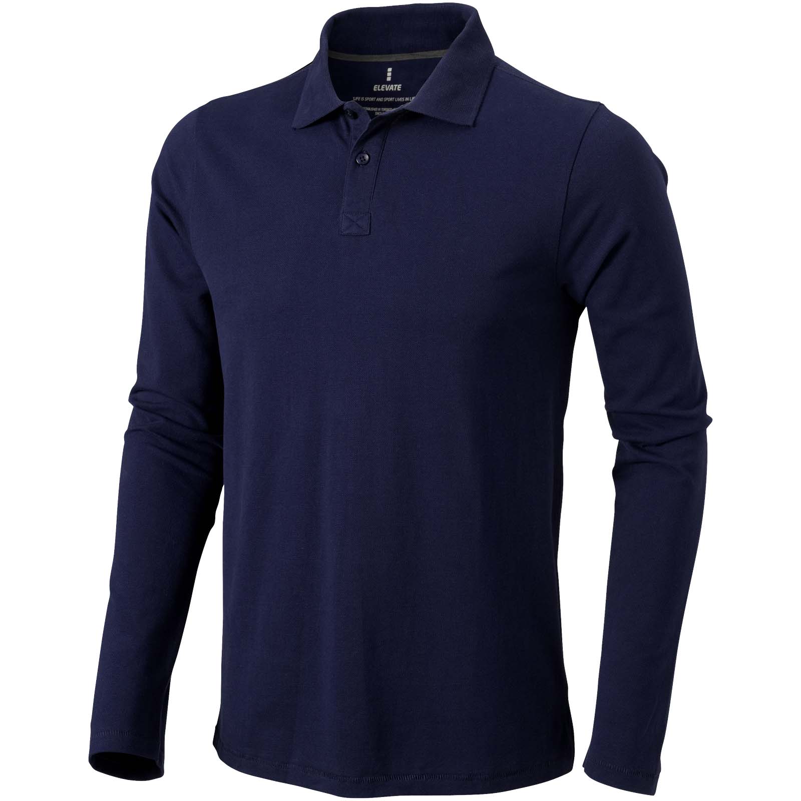 Męskie polo Calgary z długim rękawem 180 g/m² P071137C granatowy