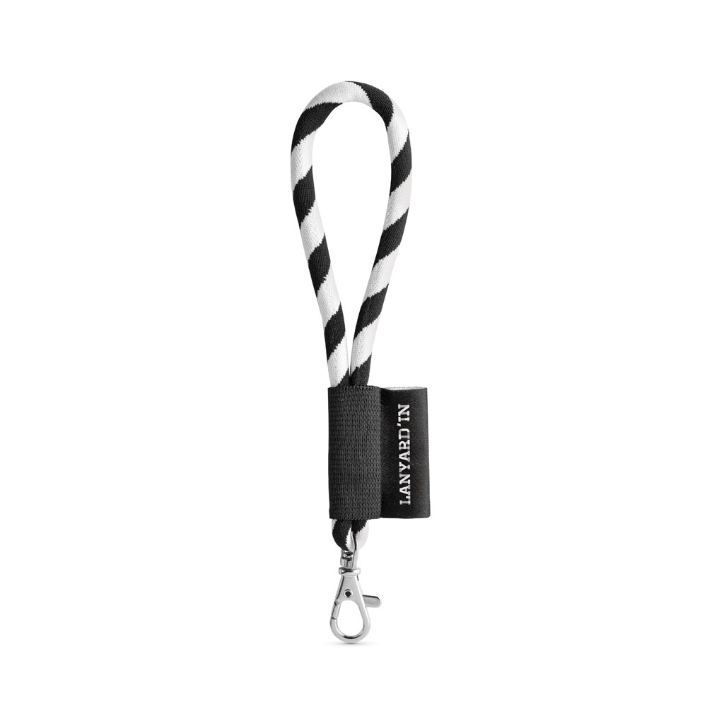 75090. SET Lanyard TUBE Short (Ø 7 mm) z karabińczykiem 9 mm P040921S czarny / biały 75090. SET Lanyard TUBE Short (Ø 7 mm) z karabińczykiem 9 mm P040921S czarny / biały