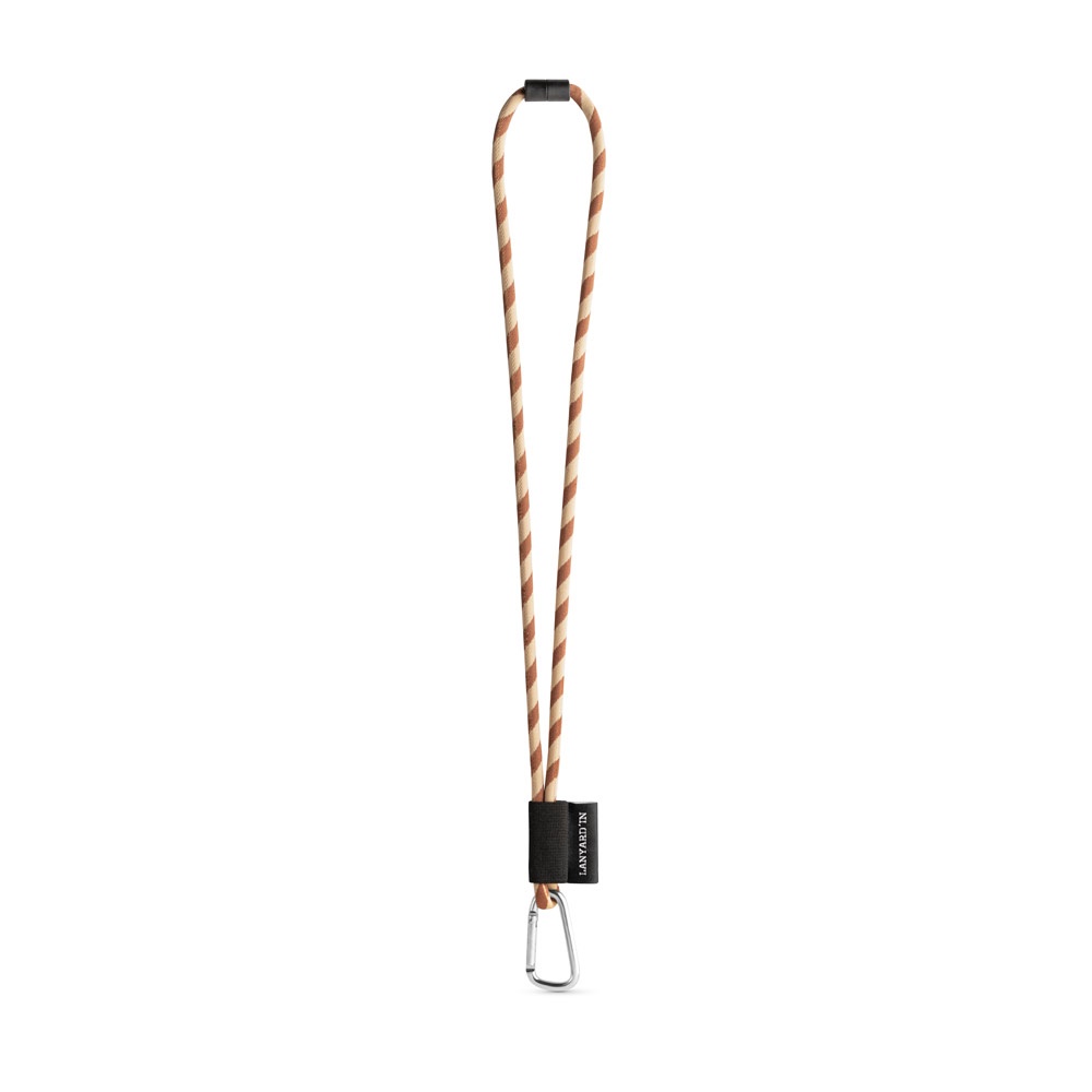 SET Lanyard TUBE Long (Ø 7 mm) z karabińczykiem w kształcie litery D o długości 55 mm i zapięciem bezpieczeństwa o średnicy 7 mm P054599S brązowy / beżowy SET Lanyard TUBE Long (Ø 7 mm) z karabińczykiem w kształcie litery D o długości 55 mm i zapięciem bezpieczeństwa o średnicy 7 mm P054599S brązowy / beżowy