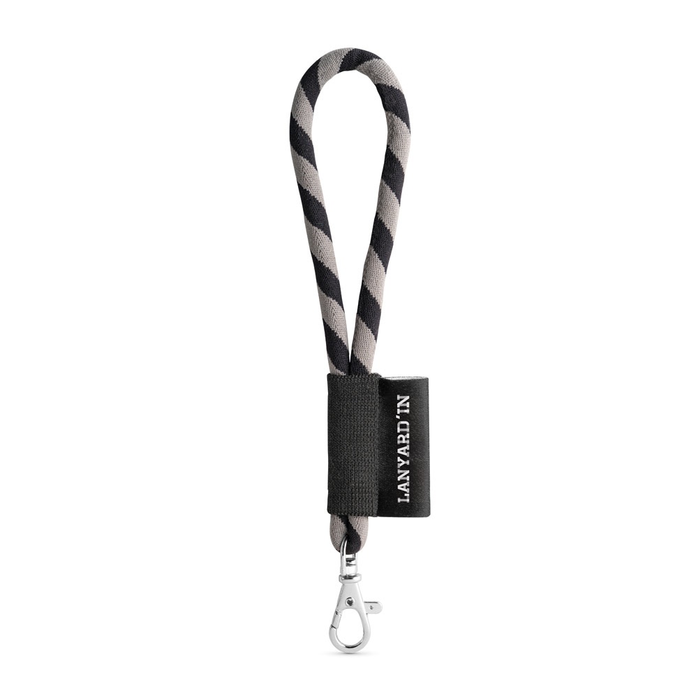 SET Lanyard TUBE Short (Ø 7 mm) z karabińczykiem 9 mm P054616S czarny / szary