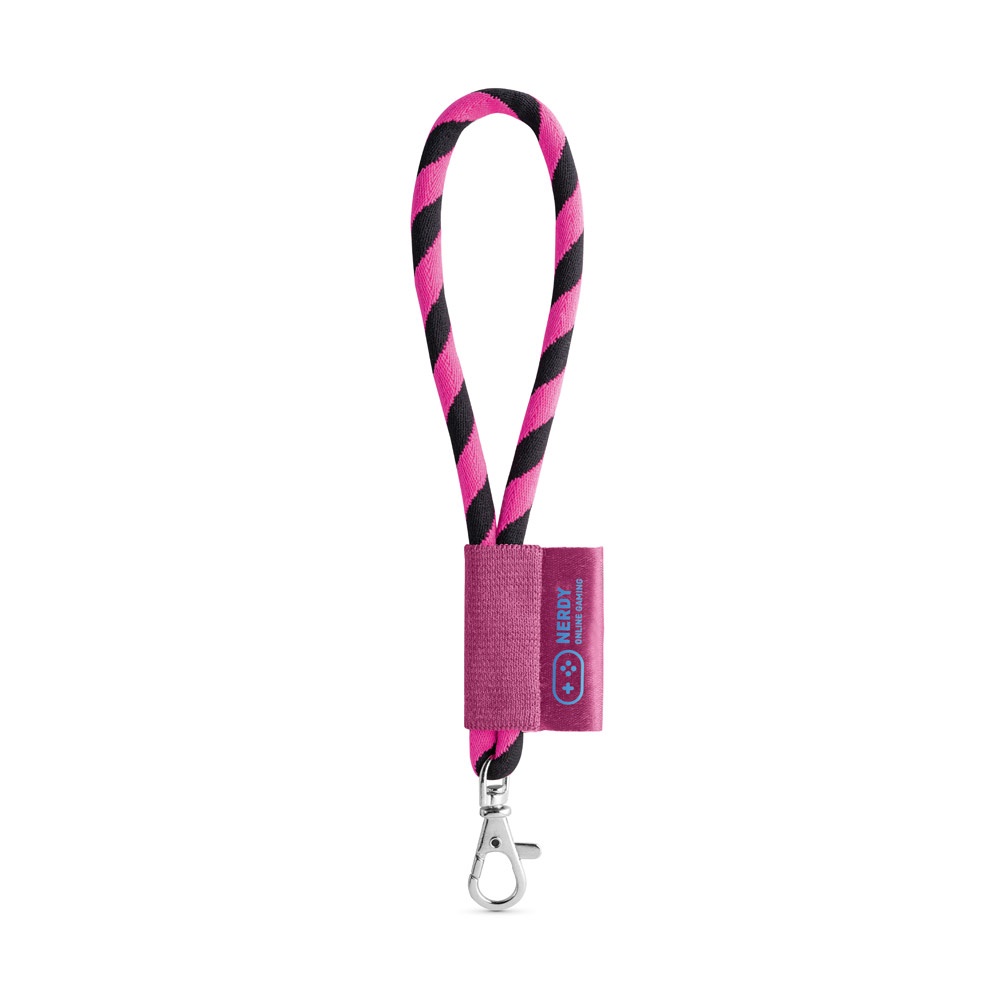 SET Lanyard TUBE Short (Ø 7 mm) z karabińczykiem 9 mm P054616S czarny / różowy