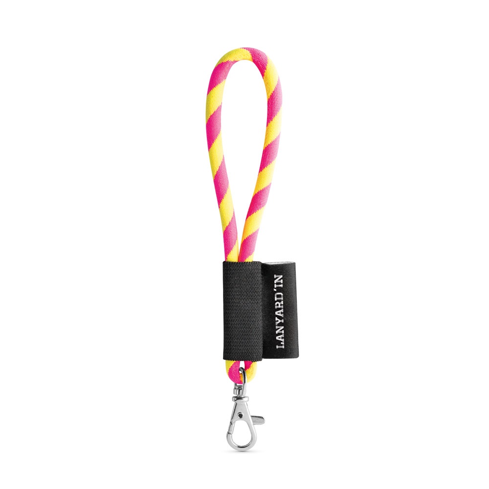 SET Lanyard TUBE Short (Ø 7 mm) z karabińczykiem 9 mm P054616S fluorescencyjny żółty / opalizujący różowy