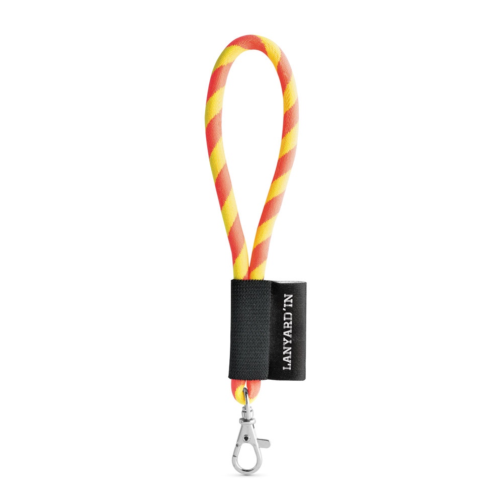 SET Lanyard TUBE Short (Ø 7 mm) z karabińczykiem 9 mm P054616S fluorescencyjny żółty / pomarańczowy chrom