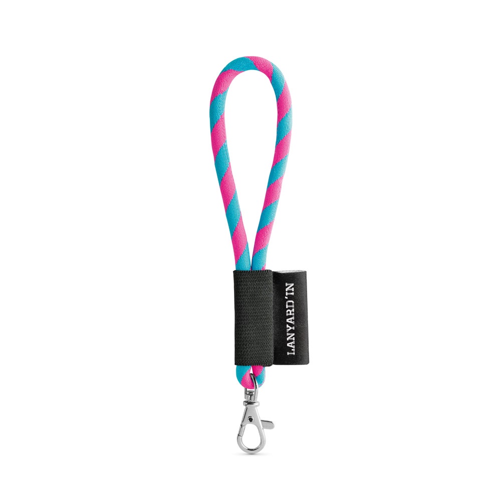 SET Lanyard TUBE Short (Ø 7 mm) z karabińczykiem 9 mm P054616S opalizujący różowy / błękitny