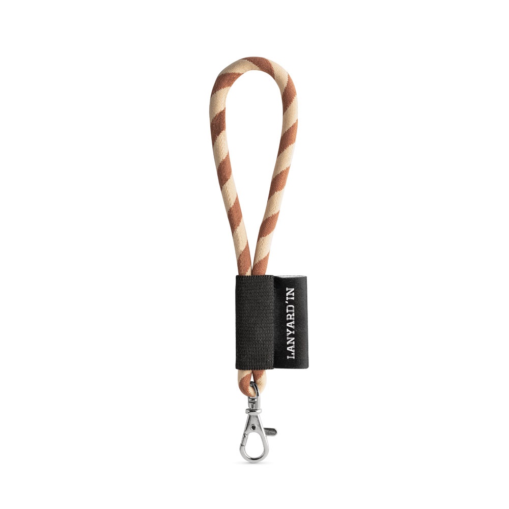 SET Lanyard TUBE Short (Ø 7 mm) z karabińczykiem 9 mm P054616S brązowy / beżowy