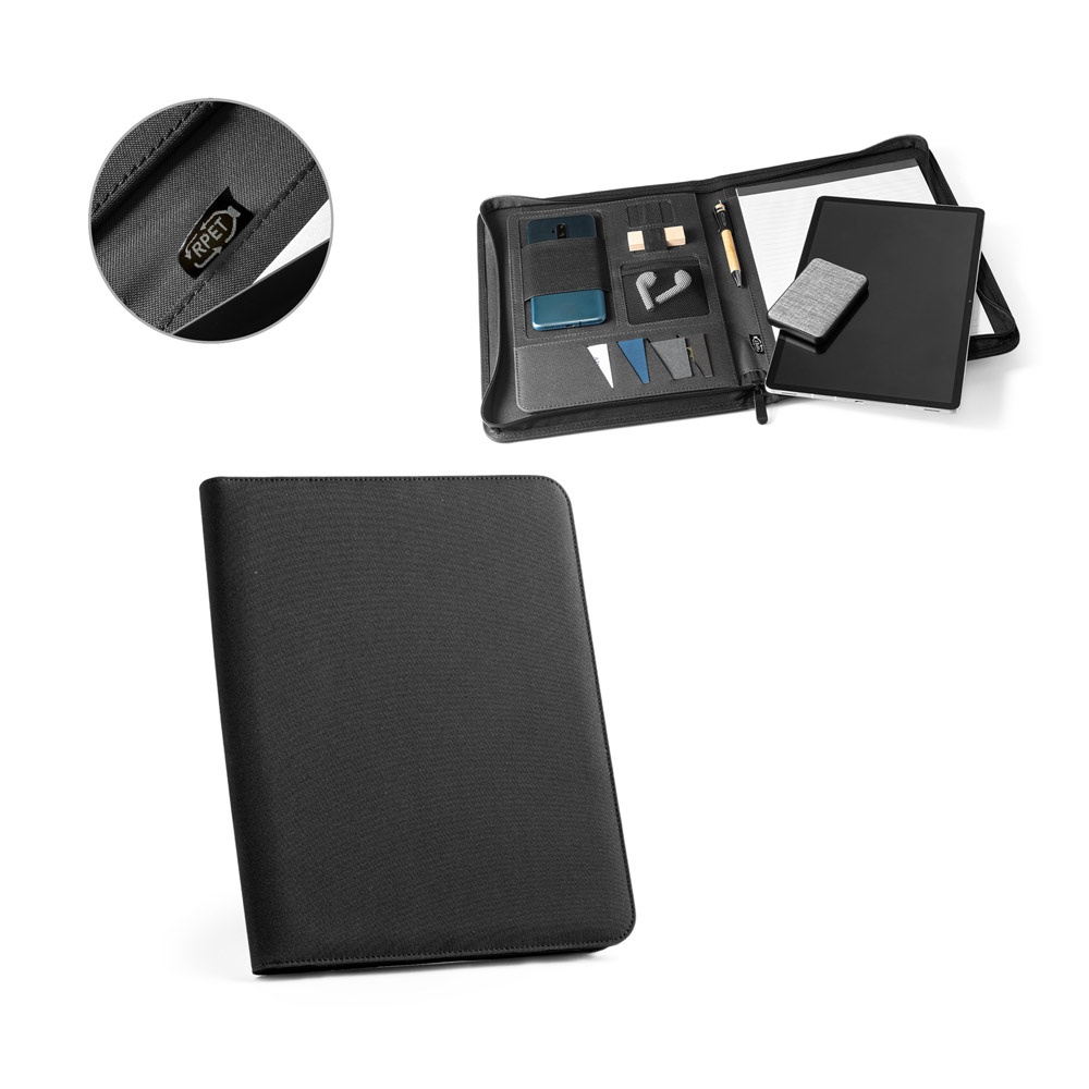 EMERGE FOLDER II. Teczka A4 poliestru pochodzącego (100% rPET) 300D z zamkiem błyskawicznym P180084S ST-93579A-103