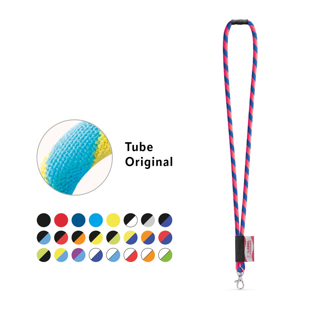WISBECH. SET Lanyard TUBE Long (Ø 7 mm) z karabińczykiem 9 mm i zapięciem bezpieczeństwa Ø 7 mm P145170S ST-94422-W