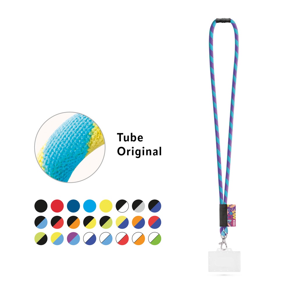 WATFORD. SET Lanyard TUBE Long (Ø 7 mm) z karabińczykiem 9 mm, zapięciem bezpieczeństwa Ø 7 mm i sztywnym uchwytem na identyfikator/kartę o wymiarach 91 x 68 mm P145190S ST-94423-W