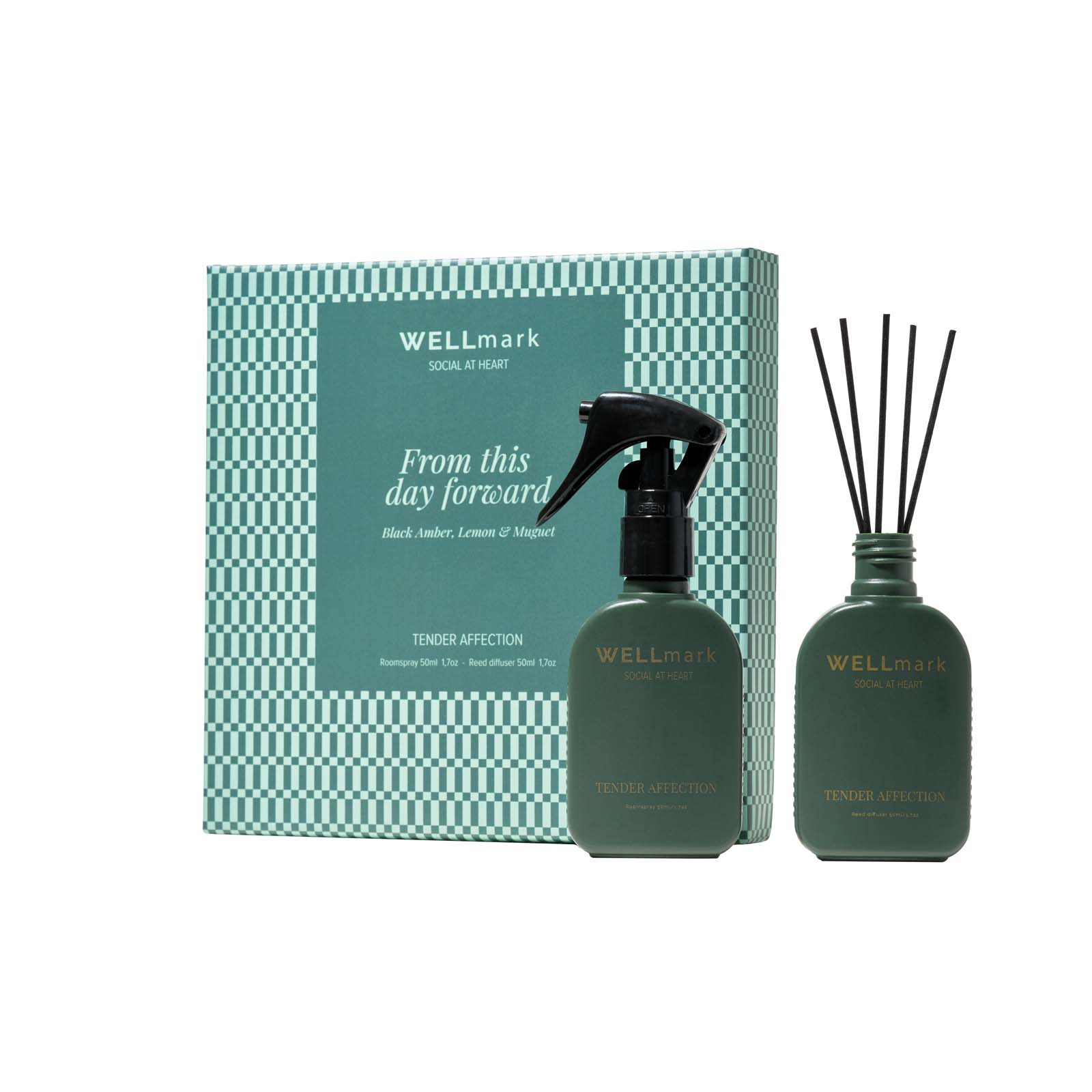 Zestaw upominkowy Wellmark Tender Affection: spray do pomieszczeń 50 ml i dyfuzor 50 ml P183020C PFC-12464364