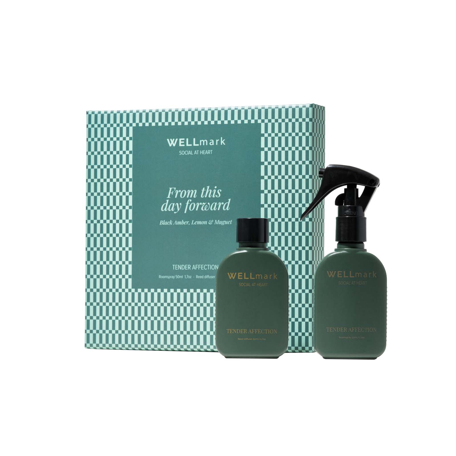 Zestaw upominkowy Wellmark Tender Affection: spray do pomieszczeń 50 ml i dyfuzor 50 ml P183020C