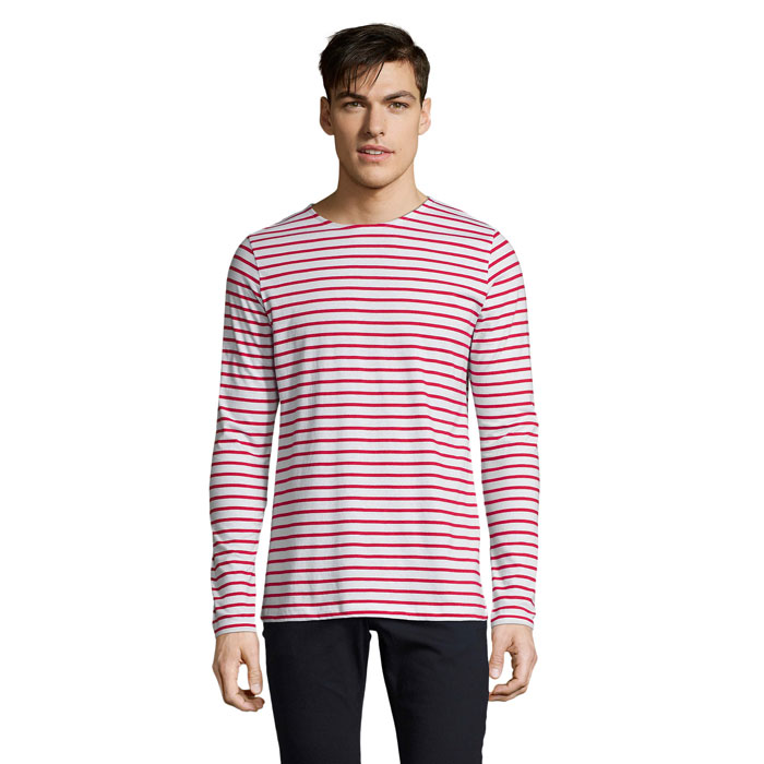 MARINE MEN STRIPED T-SHIRT P186138O blanco / rojo MARINE MEN STRIPED T-SHIRT P186138O blanco / rojo