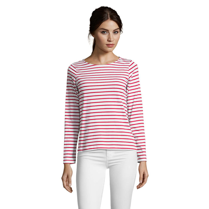 MARINE WOMEN STRIPE T-SHIRT P186150O blanco / rojo