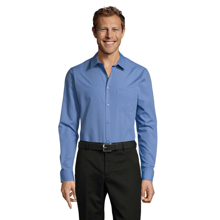BALTIMORE FIT POPLIN SHIRT P187163O średni niebieski