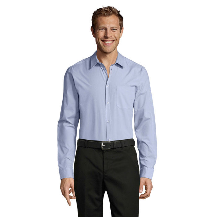 BALTIMORE FIT POPLIN SHIRT P187163O blekitny