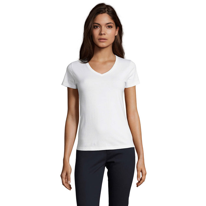 IMPERIAL WOMEN V T-shirt P187253O bialy