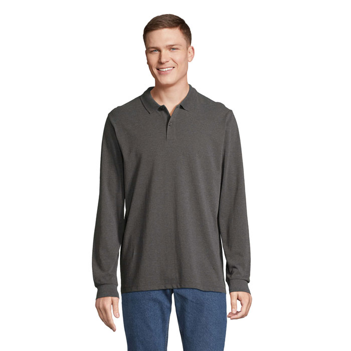 PLANET LSL POLO ORGANIC P188516O charcoal melange