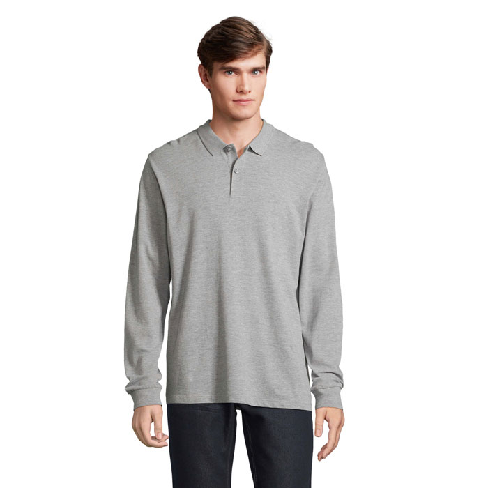 PLANET LSL POLO ORGANIC P188516O szary melanż
