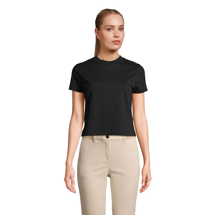 LILIA WOMEN CROPPED T-SHIRT P188883O deep black LILIA WOMEN CROPPED T-SHIRT P188883O deep black