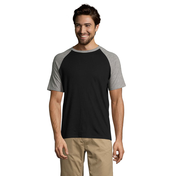 FUNKY MEN 2 COLOUR T-SHIRT P189083O black / grey melange FUNKY MEN 2 COLOUR T-SHIRT P189083O black / grey melange