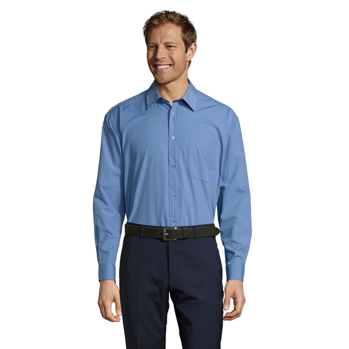 BALTIMORE POPLIN MEN SHIRT P183348O średni niebieski