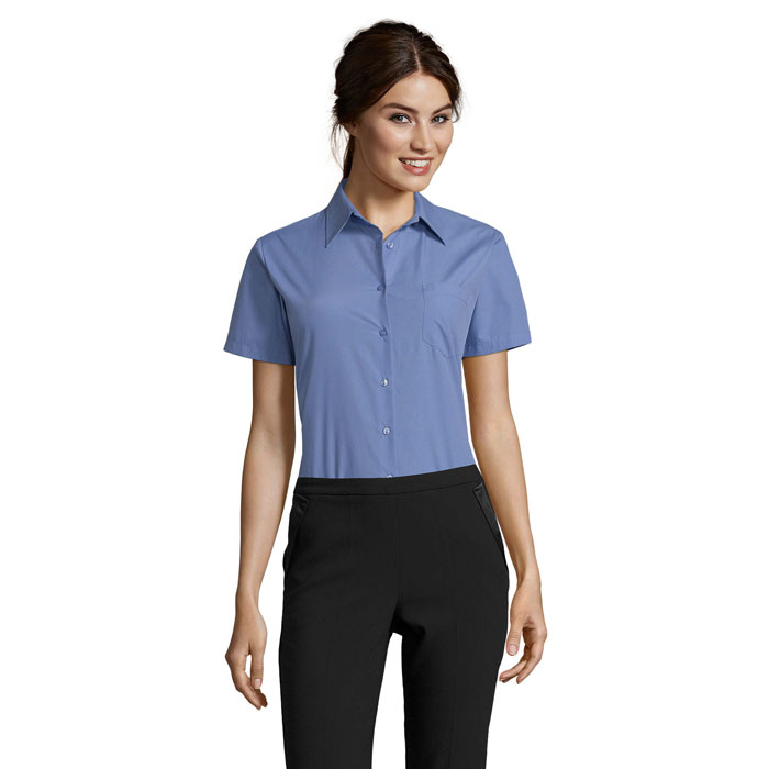 ESCAPE POPLIN WOMEN SHIRT P183400O średni niebieski
