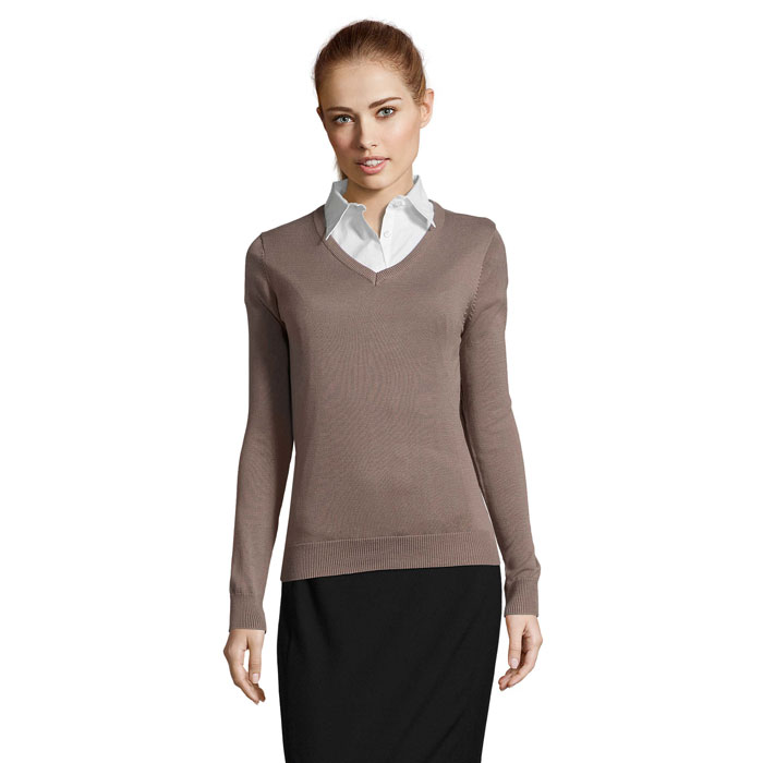 GALAXY WOMEN V-NECK SWEATER P184009O medium grey